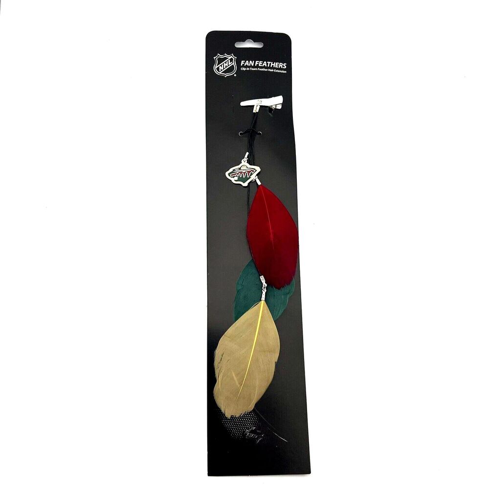 Minnesota Wild Fan Feathers Clip-In Team Feather Hair Extension New